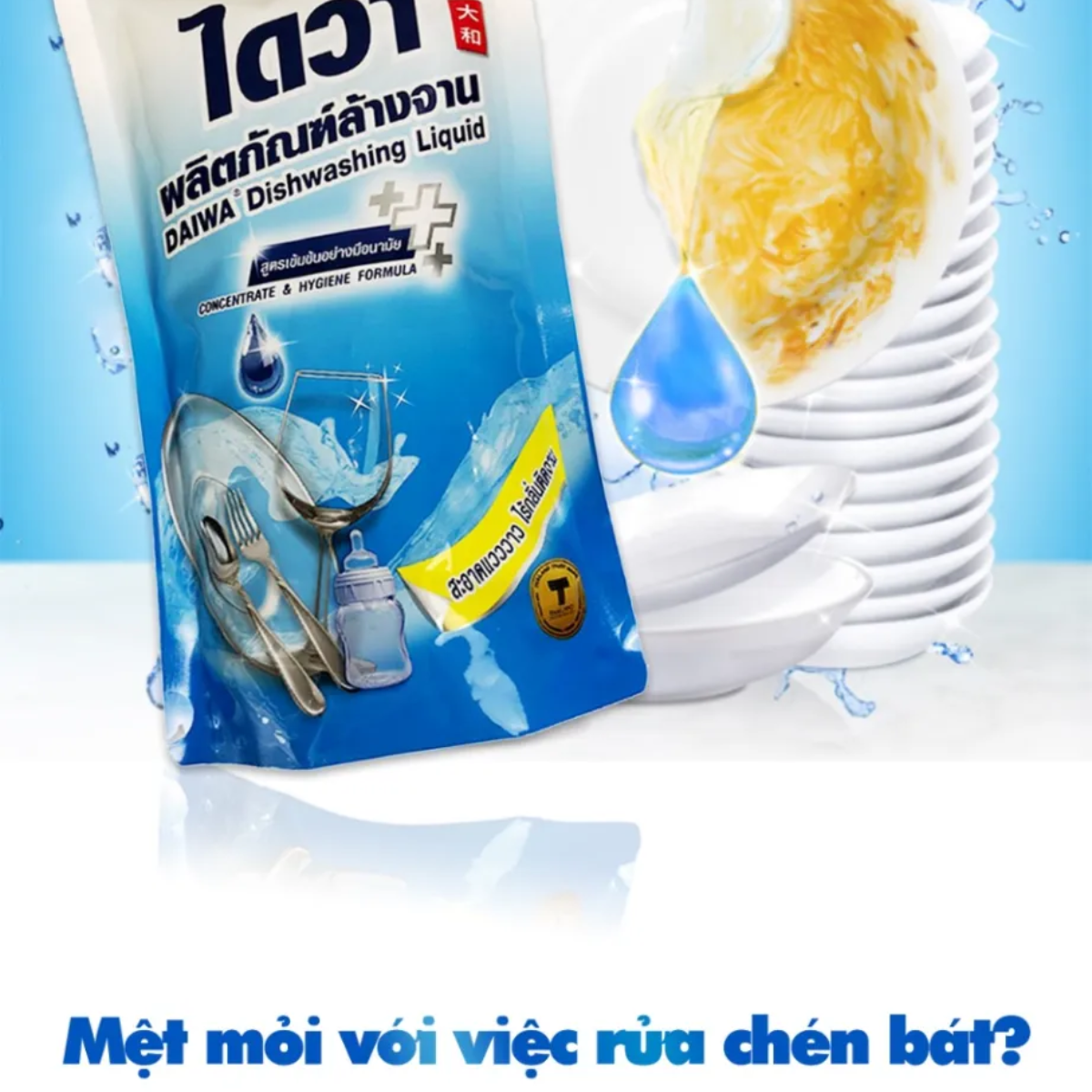 Nước rửa chén DAIWA không mùi Thái Lan 500ml - túi ít bọt