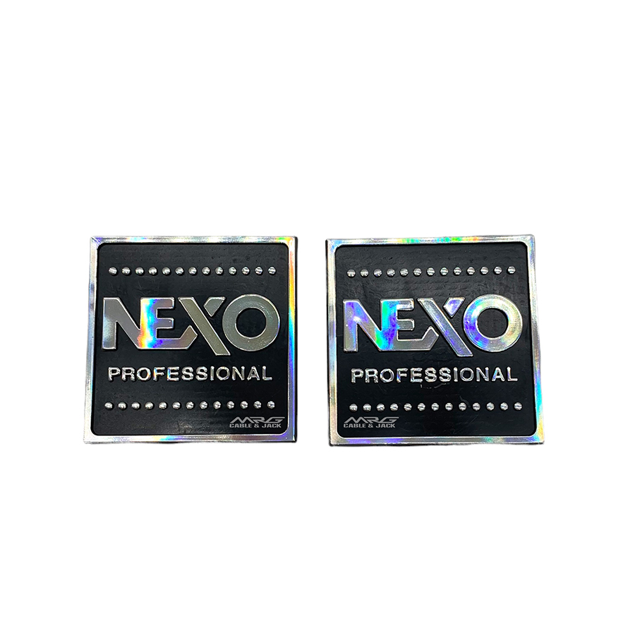 Tem Loa Nexo, vuông 5cm, giá 1 cặp, chất liệu nhựa cứng.
