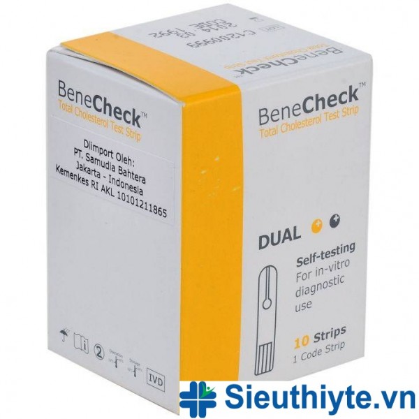 [Date 5/2026]Hộp 10 Que Thử Mỡ Máu Cholesterol Cho Máy đo Benecheck 3 in 1 - Hàng Chính Hãng tại Siêu Thị Y Tế