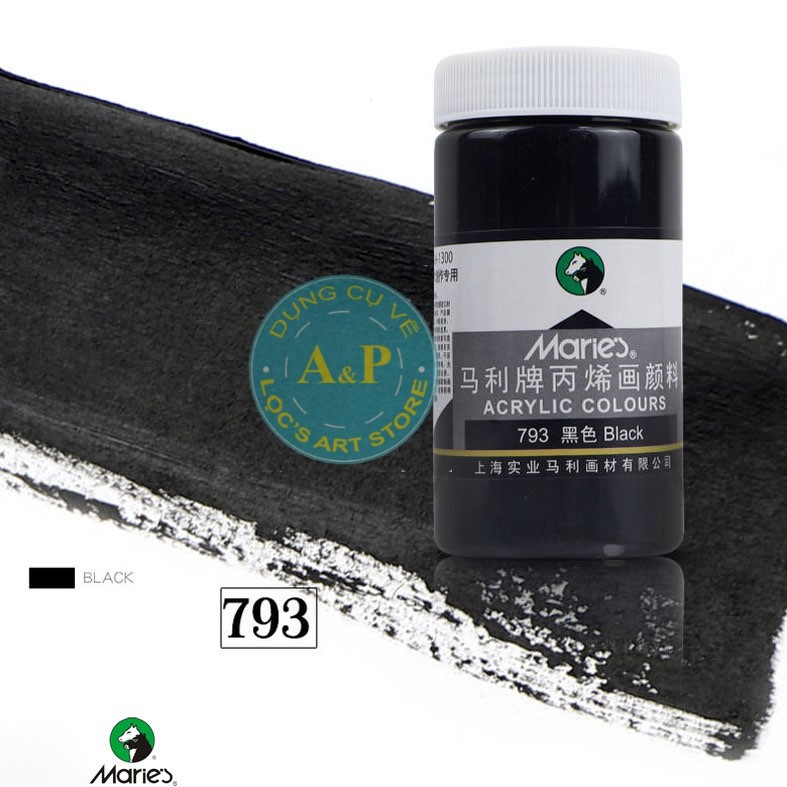 Màu Acrylic Marie's hủ 300ml (Trắng, Đen, Xám)