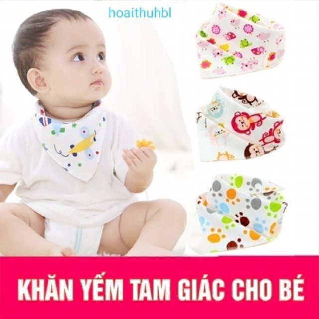 KHĂN YẾM XÔ TAM GIÁC 4 LỚP CÓ CÚC BẤM - (Bé Gái)
