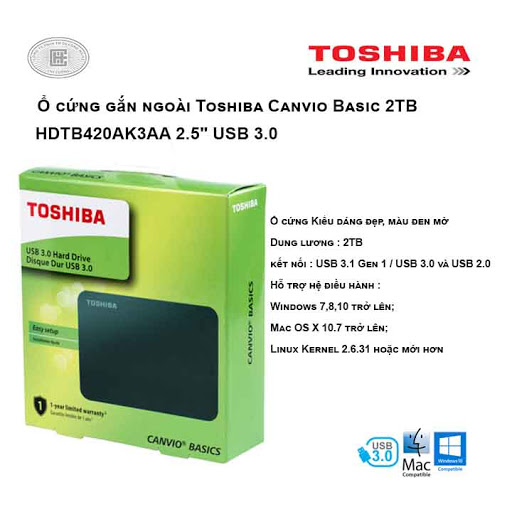 [HCM]Box HDD ổ cứng di động TOSHIBA CANVIO BASICS 500GB 1TB 2TB 2.5’’ USB 3.0. Vi Tính Quốc Duy