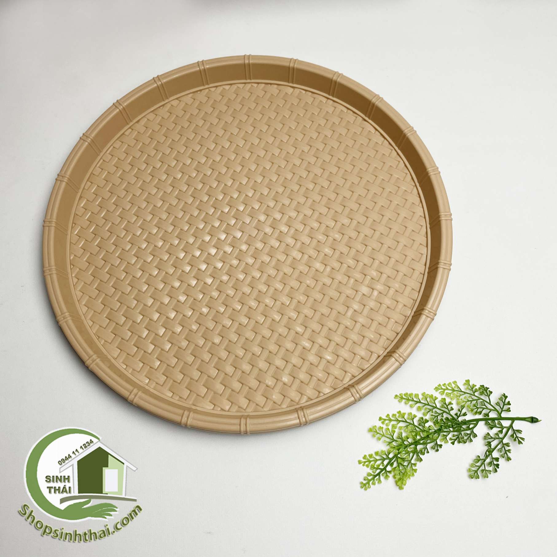 Mẹt nhựa giả mây đựng bún đậu - khay nhựa màu kem nâu - chọn kích thước