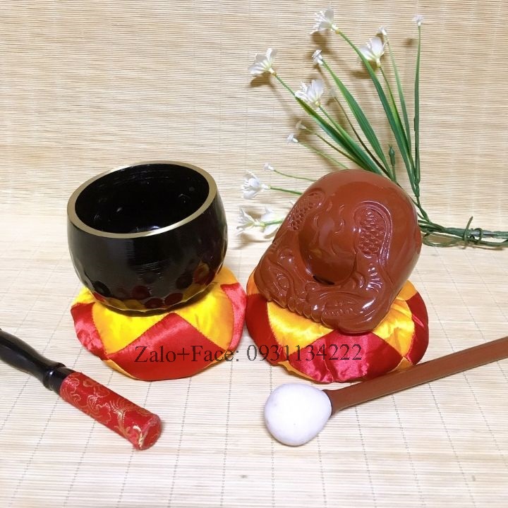 Bộ mõ chuông đen gia trì Đài Loan 4 inch, tụng kinh phật