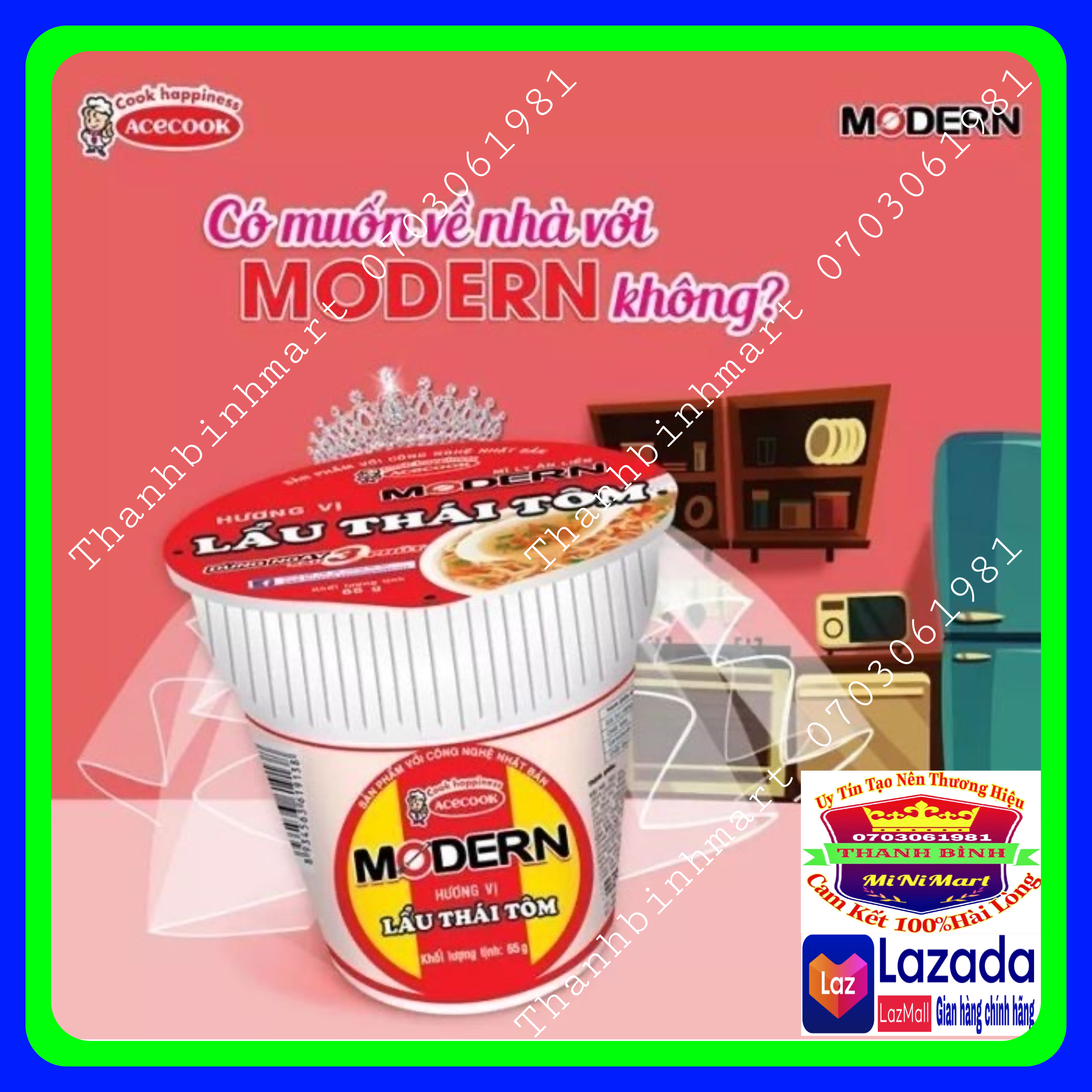 Mì MODERN  Lẩu Thái Tôm 1 Ly x 67g