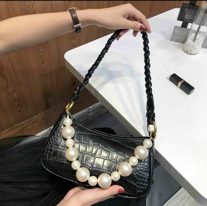 Bag Clip underarm straps Pearl leather solid fashion female business đẹp outing cute HT075