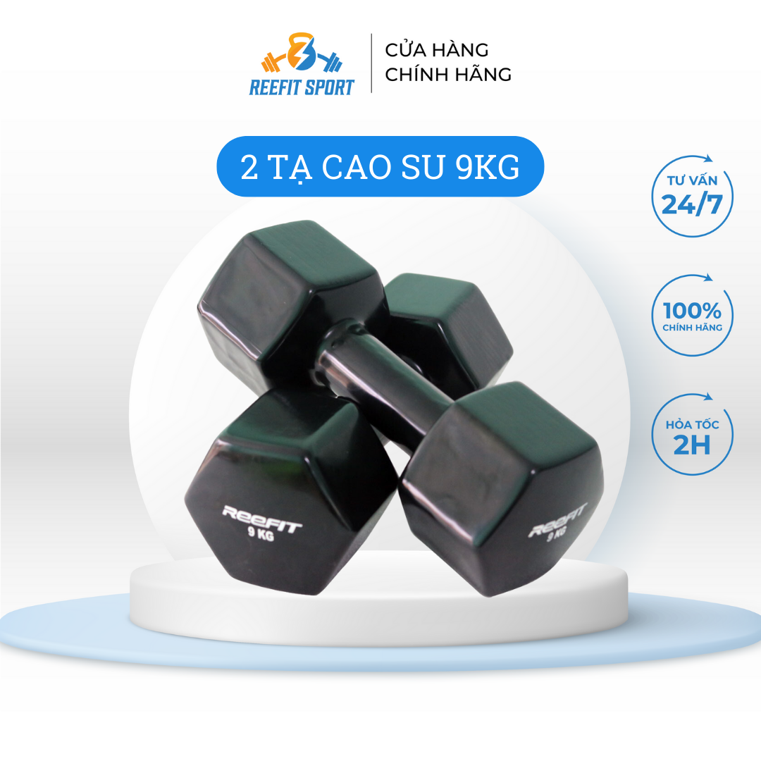 Bộ 2 tạ tay cao su 9kg Reefit