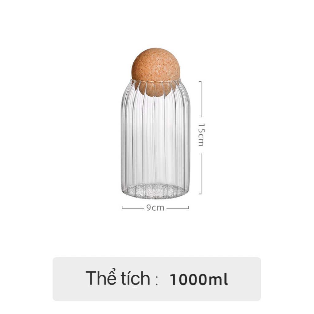 Hũ thủy tinh sọc nắp viên bi, lọ thủy tinh, hộp thủy tinh nắp viên bi cao cấp 1000ml-1300ml