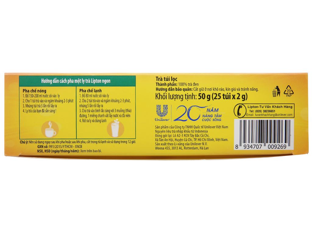 Trà Túi Lọc Lipton Hộp 25 Gói