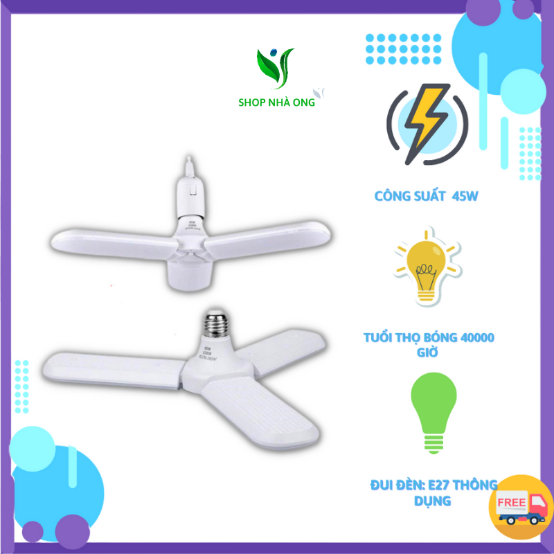 Bóng đèn LED hình cánh quạt (3 cánh) 45W siêu sáng