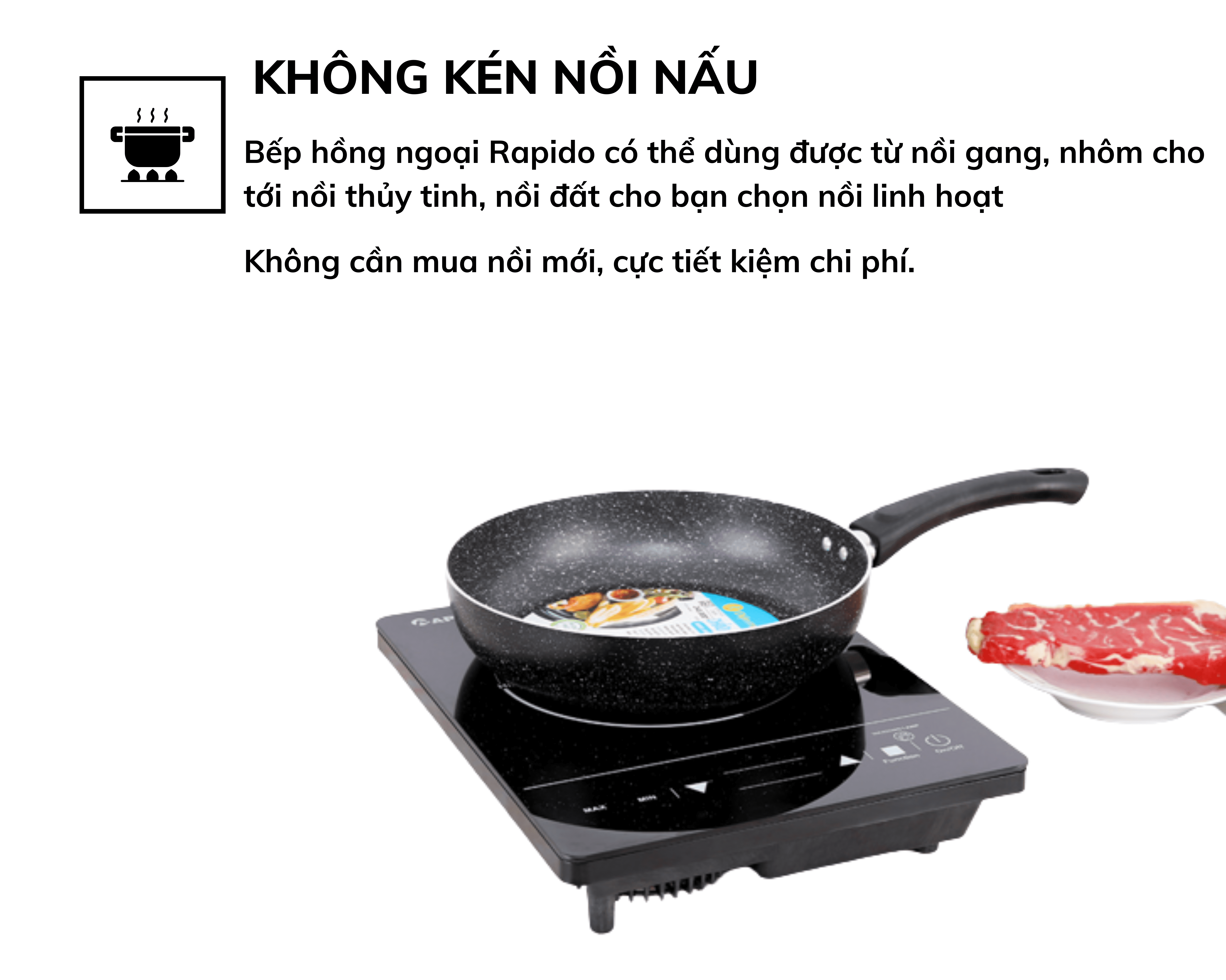 Bếp hồng ngoại Rapido bảo hành 12 tháng