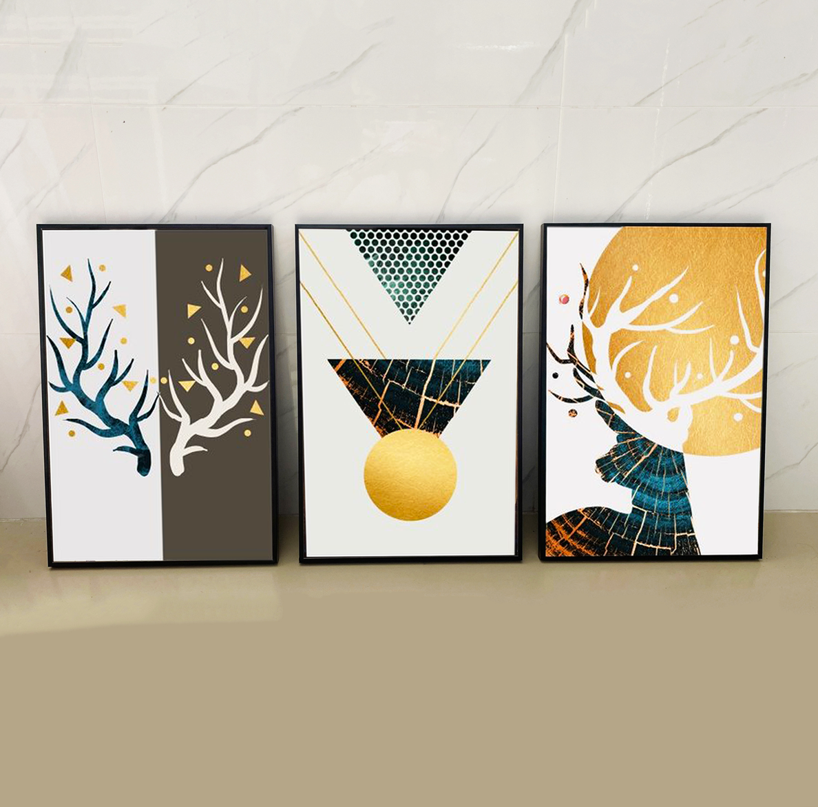 Tranh canvas giá xưởng Bộ tranh treo tường Hươu Rừng nghệ thuật Bắc âu trang trí decor phòng khách phòng ngủ tranh treo tường 3d phòng khách đẹp