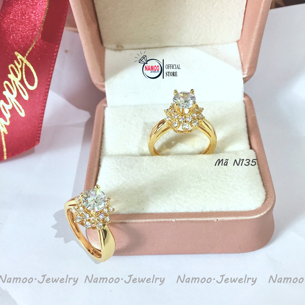 Nhẫn Nữ Hoa Đính Đá Nhỏ Đẹp N135 Đủ Size