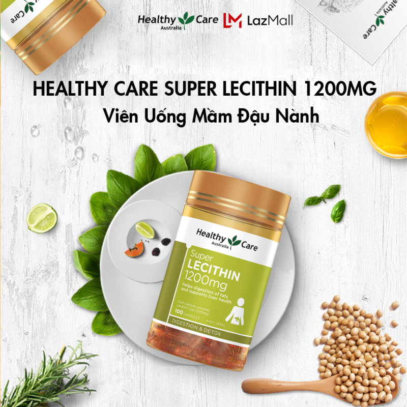 Healthy Care Super Lecithin 1200mg - Mầm đậu nành HealthyCare của Úc 100 viên cao cấp