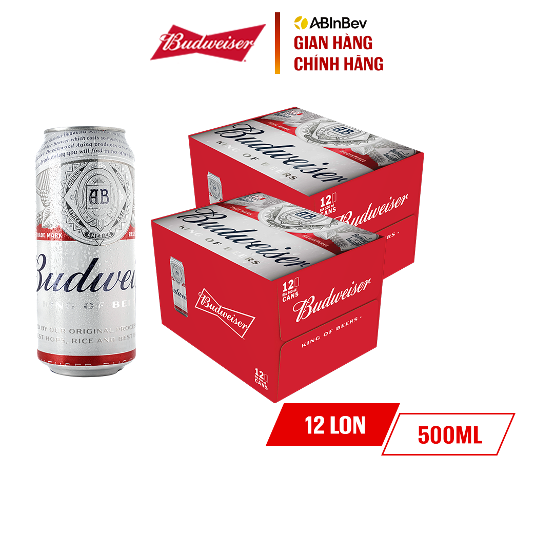 [25.11 - 29.11 VC ĐẾN 100K+FS] Combo 2 Thùng 12 Lon Bia Budweiser (500ml/lon)