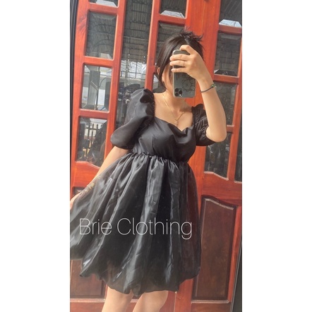D100 - ĐẦM XOÈ CỔ VUÔNG TAY PHỒNG ĐAN DÂY LƯNG