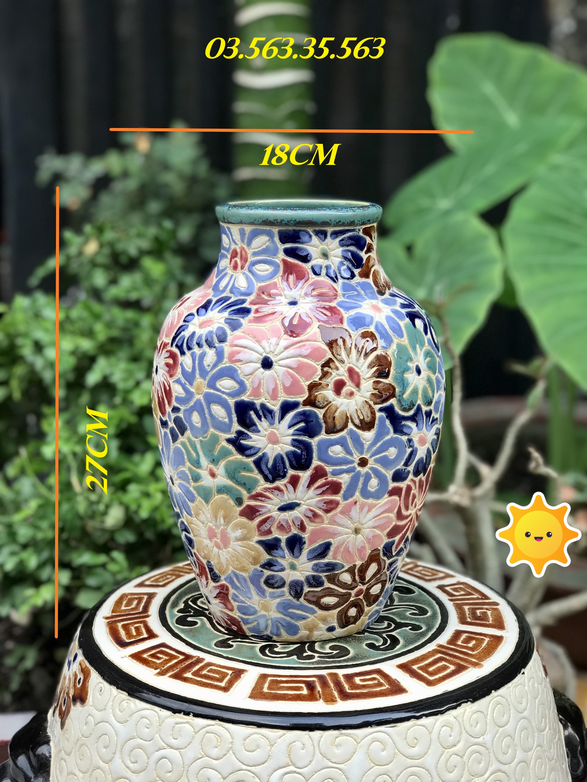 Bình bách hoa gốm sứ nam bộ 27cm