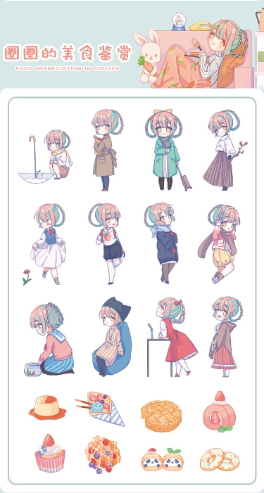 [HCM]Set 40 sticker cô gái đáng yêu trang trí đa dụng (Hàng có sẵn)