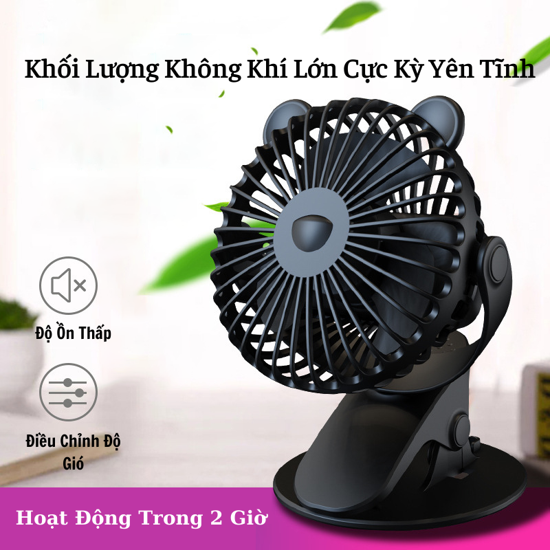 Quạt Kẹp Xe Đẩy Mini Cho Bé ,Quạt Kẹp Tích Điện Kết Hợp Đứng Tiện Lợi Xoay 720° Gọn Nhẹ Pin Trâu An Toàn Cho Bé