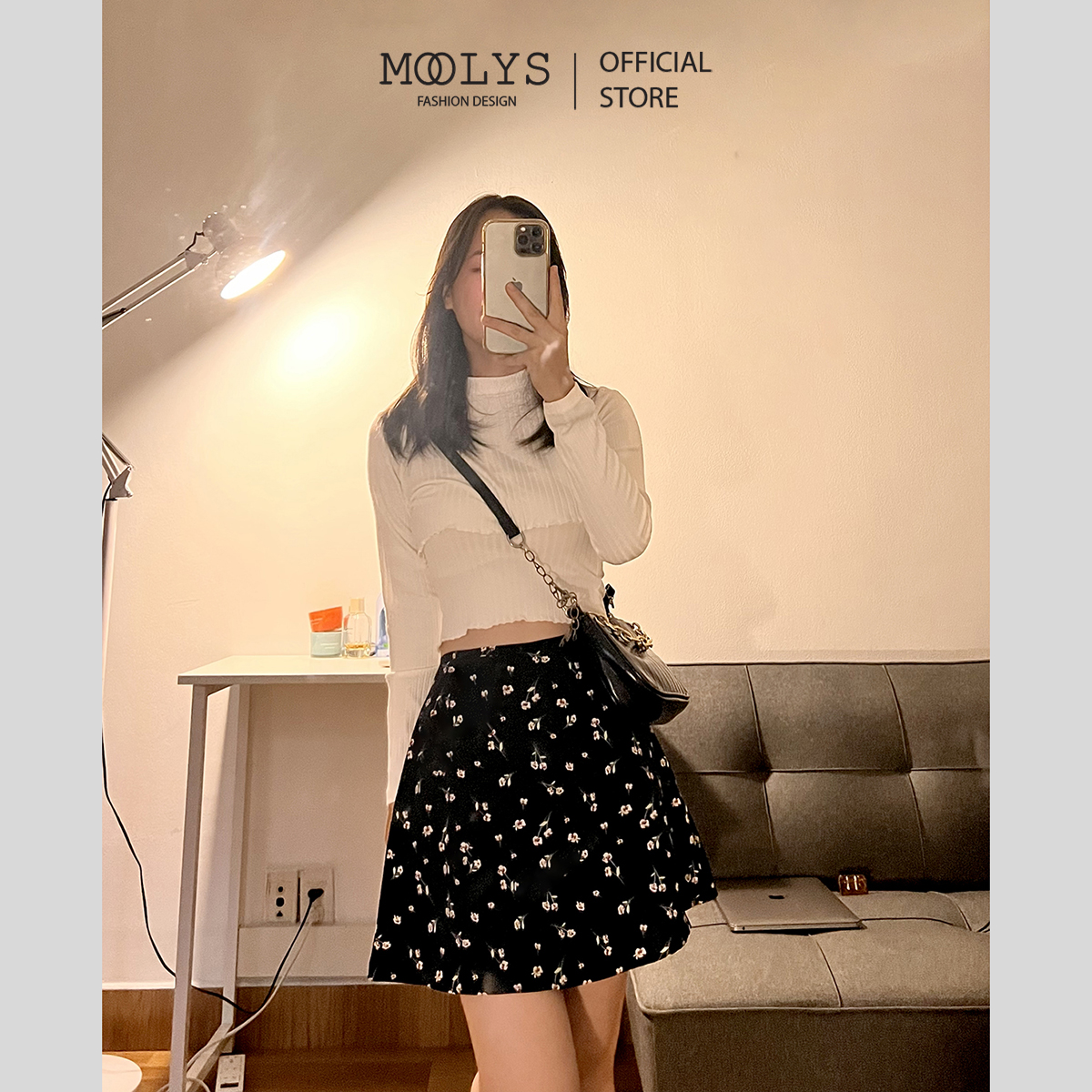 Đầm hai dây hoa nhí dễ thương MOOLYS MD028