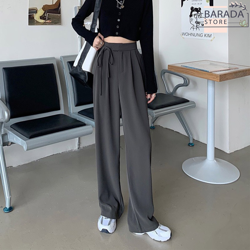 Quần tây ống rộng ulzzang thắt dây 1 bên chất ruby cao cấp