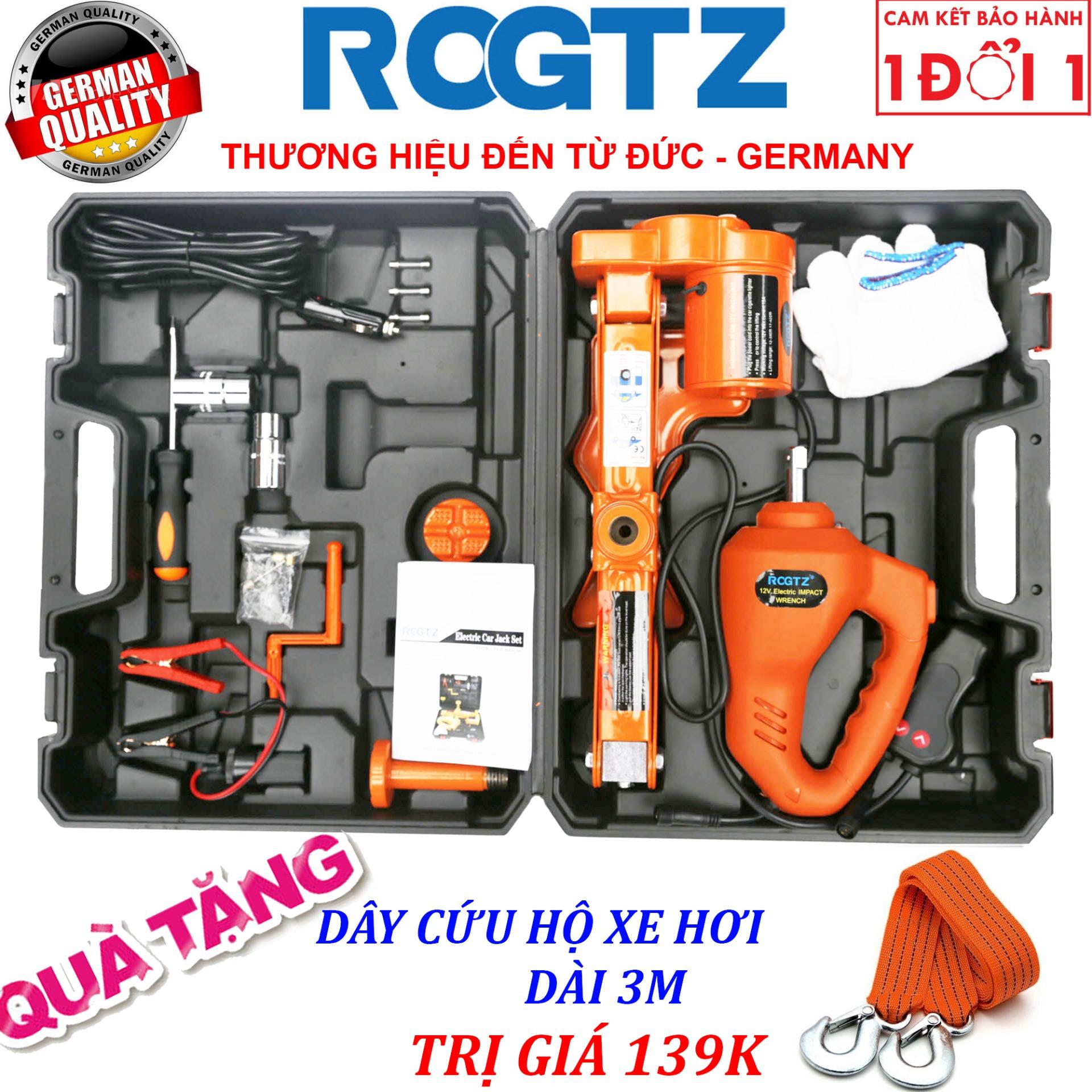 (ROGTZ - Thương hiệu đến từ Đức) Bộ kích và mở lốp 2 trong 1 chạy điện 12v - Con Đội Kích Lốp Nâng Gầm Xe Bằng Điện 12 Vol - Bộ kích gầm ô tô 12V - Con Đội Điện Nâng Gầm xe hơi - Máy bắn ốc + Tặng kèm dây cứu hộ xe hơi dài 3m