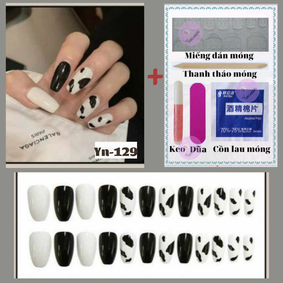 [Tặng 5 Phụ Kiện]  Set 24 Móng Tay Giả Họa Tiết 3D (Mã Yn121- Yn130)