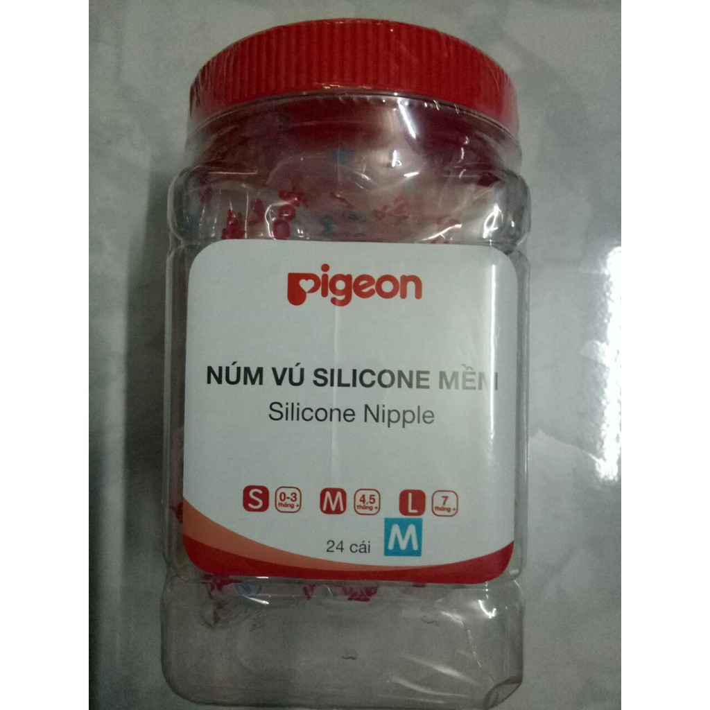Núm ti silicone cổ hẹp Pigeon S / M / L