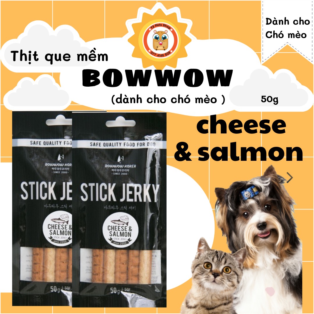 phô mai & cá hồi que 50gr Bowwow dành cho chó - T3 PETS SHOP