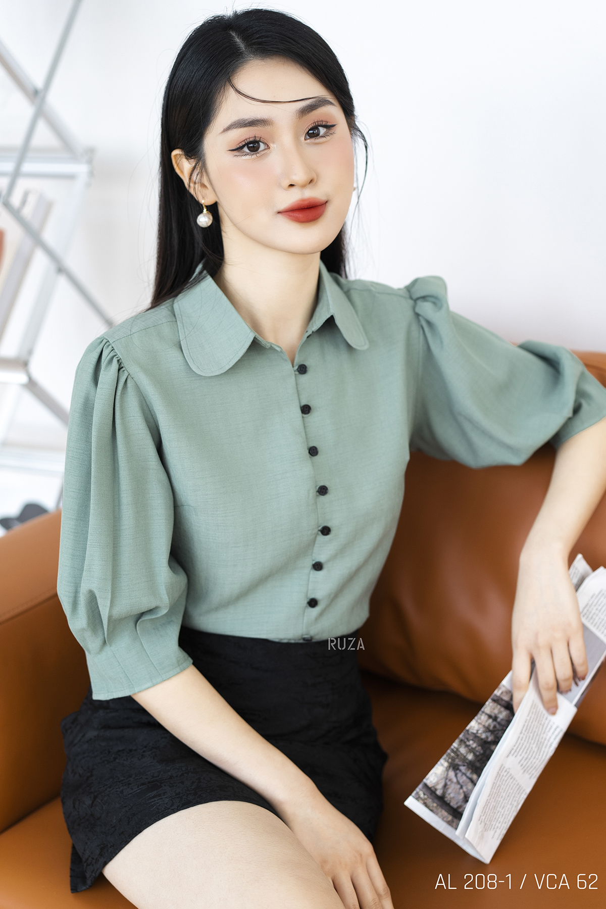 Áo sơ mi nữ tay lỡ basic thời trang công sở RUZA ALB208