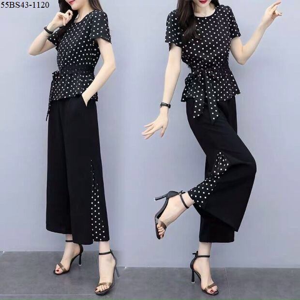 SET ÁO CHẤM BI VÀ QUẦN ỐNG RỘNG BIG SIZE