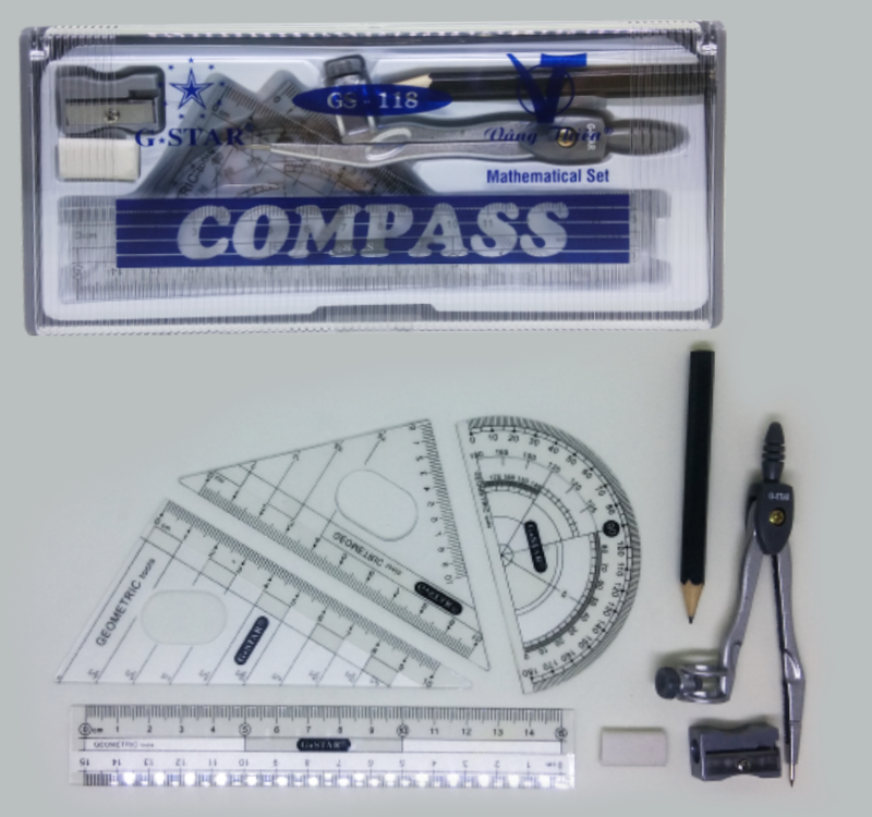 Bộ Compa 8 Món Bút Chì Gỗ Gstar 118 - Màu Đen