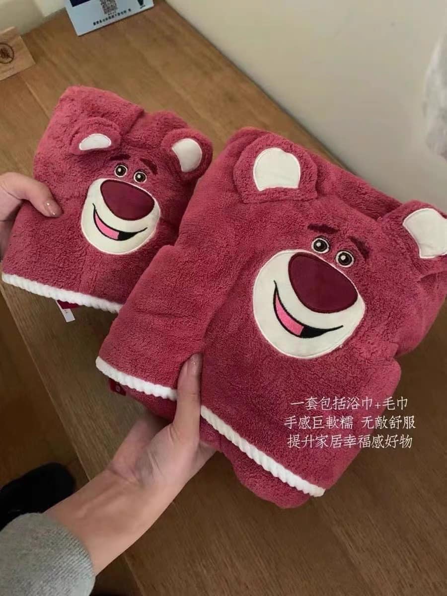 (Sét 2) khăn tắm + khăn mặt gấu hồng LOTSO