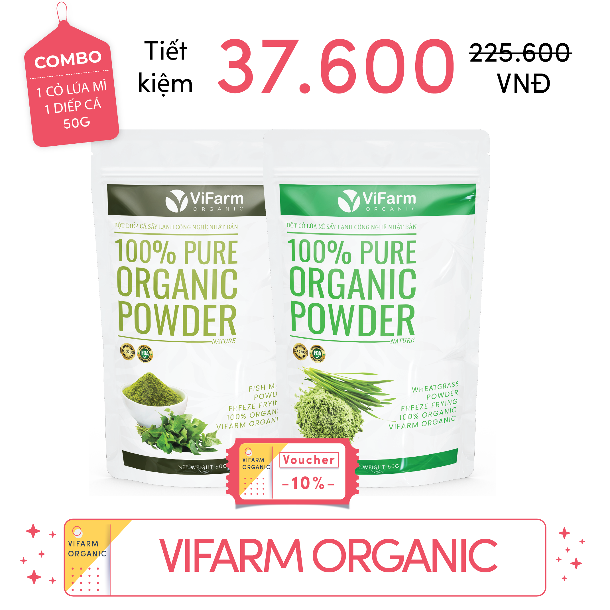 Bột Cỏ Lúa Mì Nguyên Chất ViFarm 50g