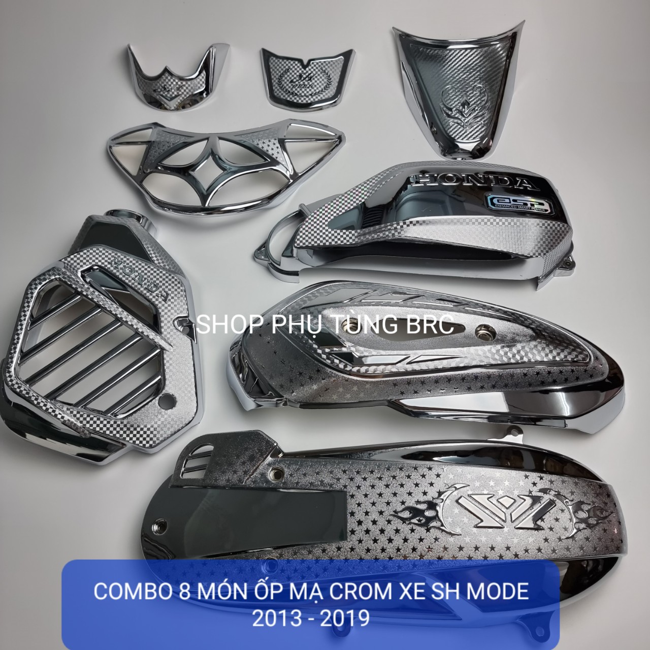 Combo 8 món ốp mạ CROM xe SH mode 2013 - 2019 ( Shop uy tín, Hàng chất lượng, Giá tốt, Mua Ngay)