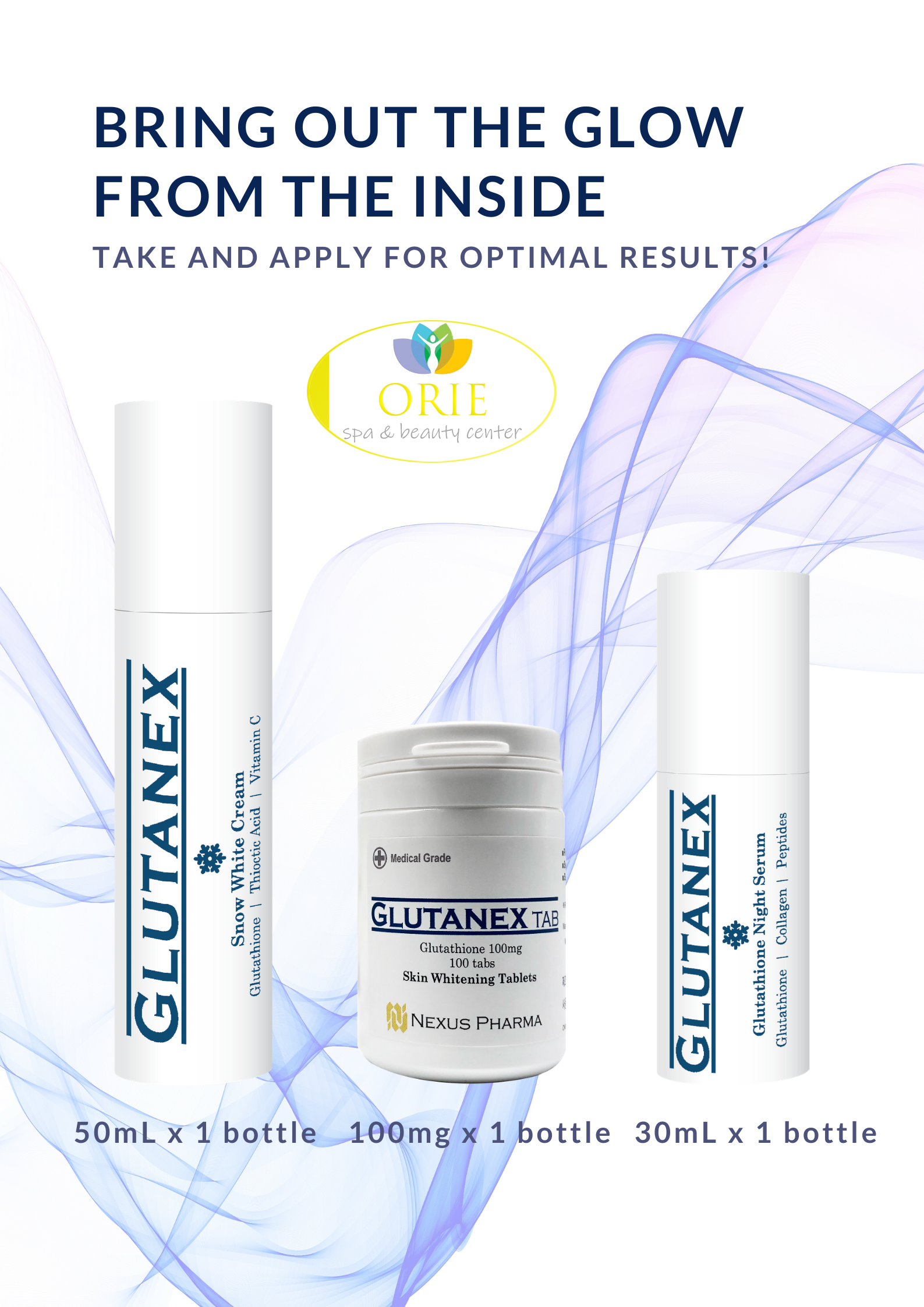 Bộ sản phẩm trắng da glutanex day & night kit