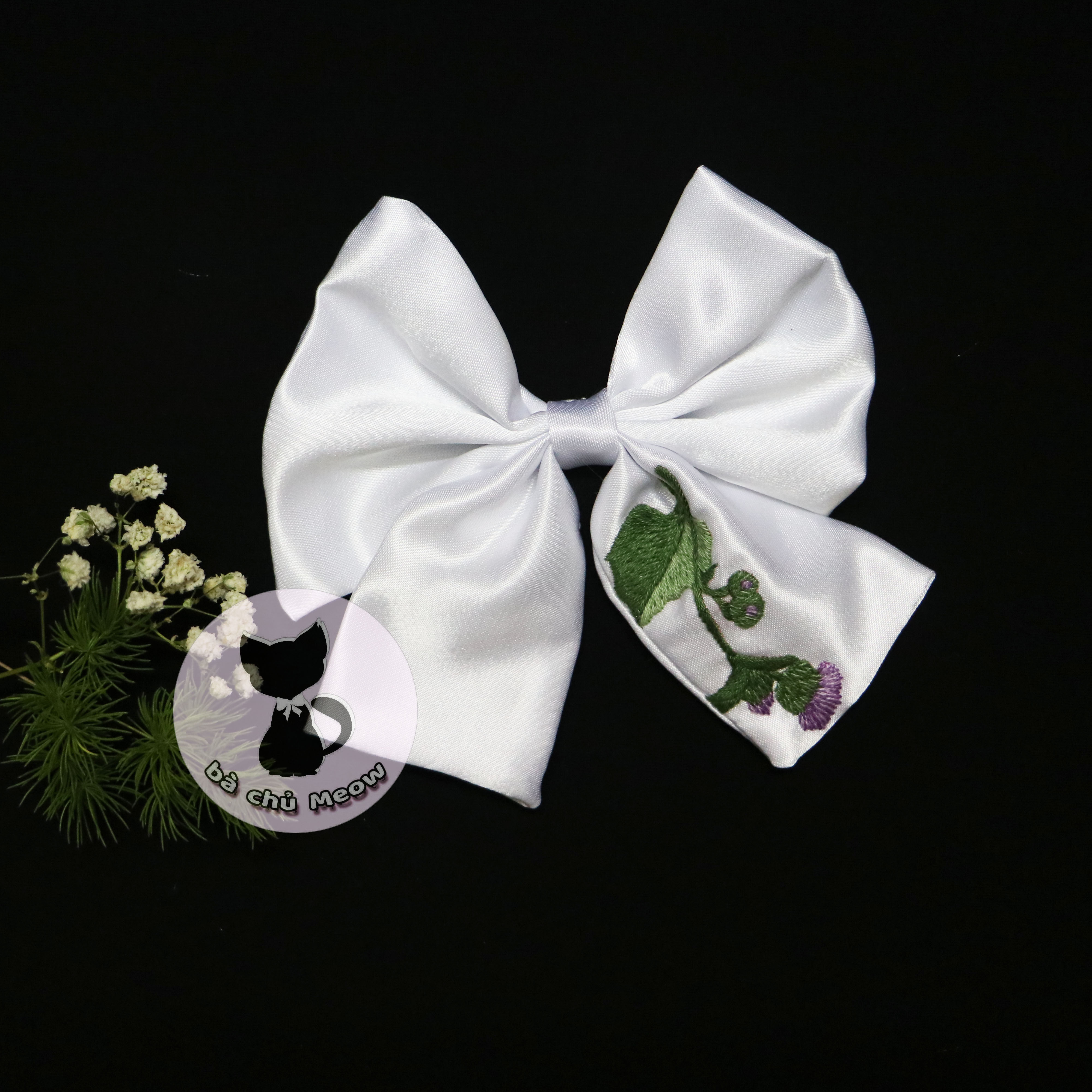 Đồ Cột Tóc Hoa - Dây Cột Tóc Thêu Tay - Scrunchies Thắt Nơ