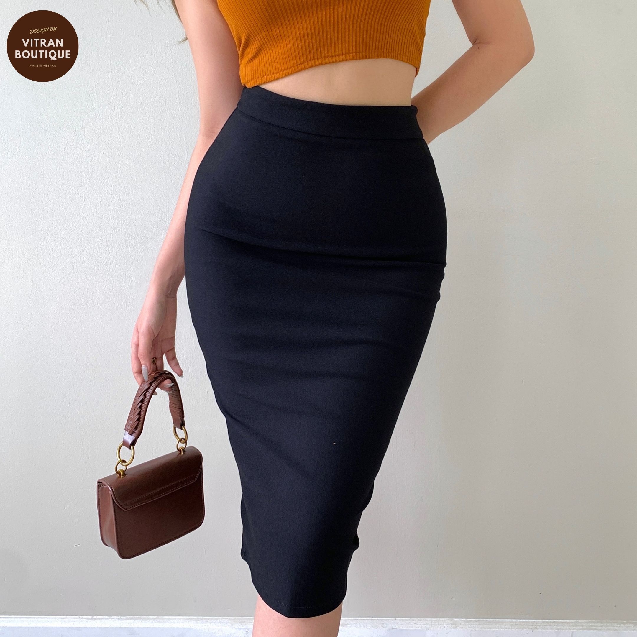 Chân Váy Bút Chì Xẻ Sau Dáng Dài 70Cm