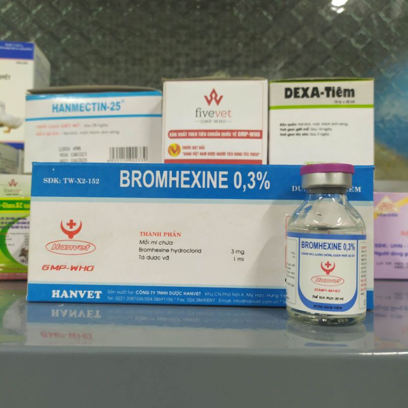 Bromhexine 0,3% 20ml Long đờm vật nuôi