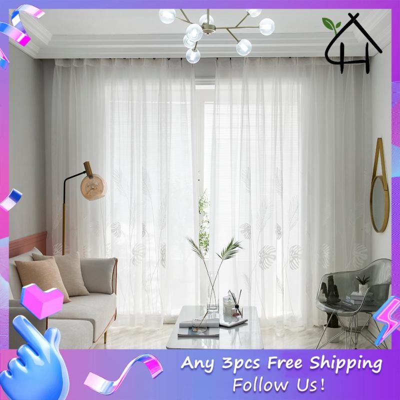 Palm Leaf Windows Tulle Rèm Phòng Khách Phòng Ngủ Sàng Lọc Sợi