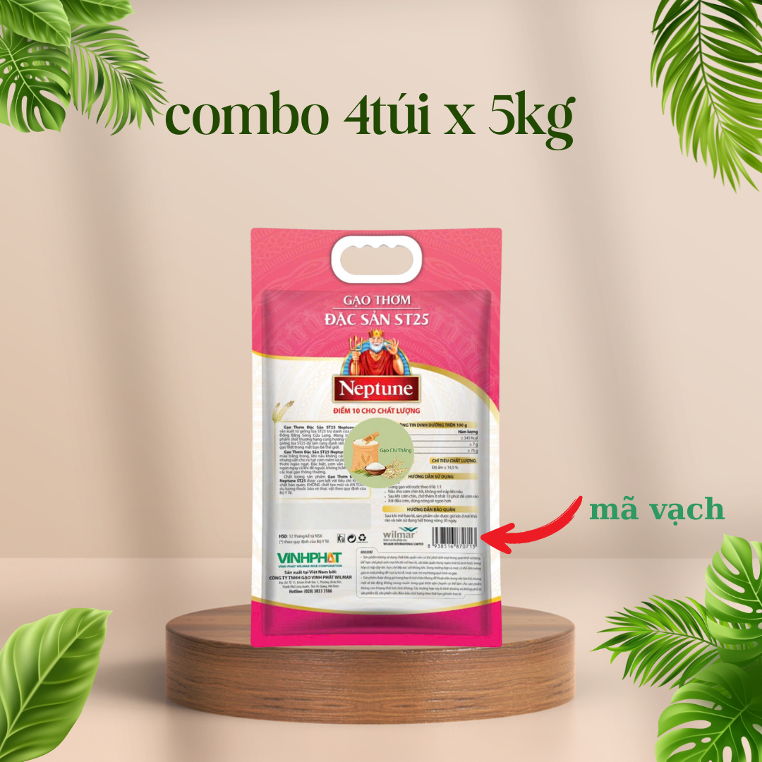 5kg gạo thơm đặc sản st25  Neptune dẻo mềm