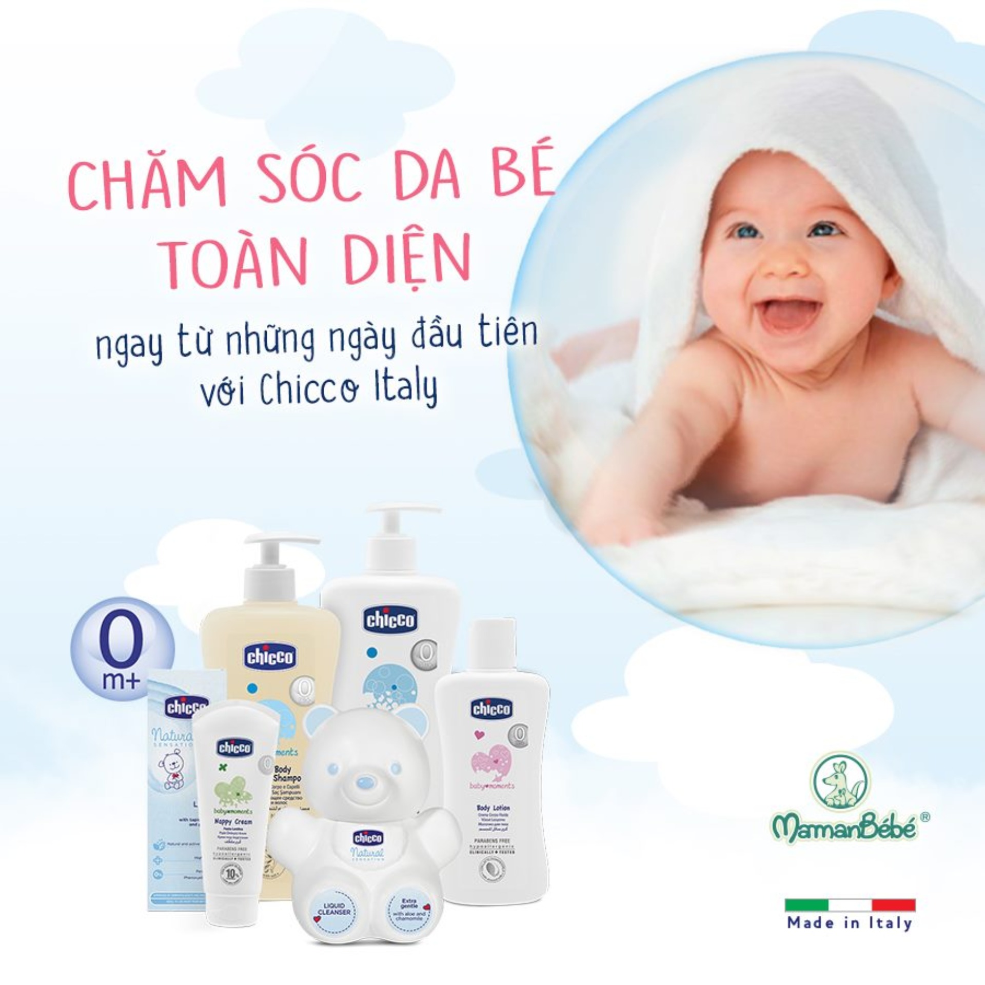Sữa tắm chiết xuất Hoa cúc 0M+ chicco  500ml (Trắng)