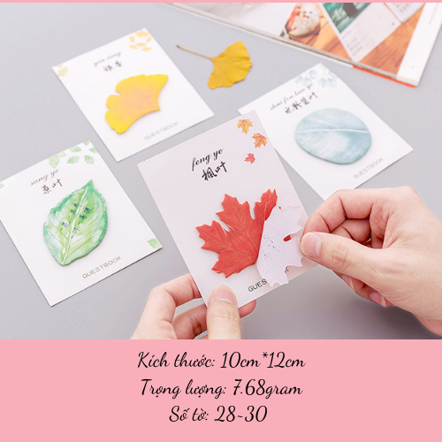 GIẤY NOTE HÌNH CHIẾC LÁ NHIỀU MÀU SẮC XINH XẮN