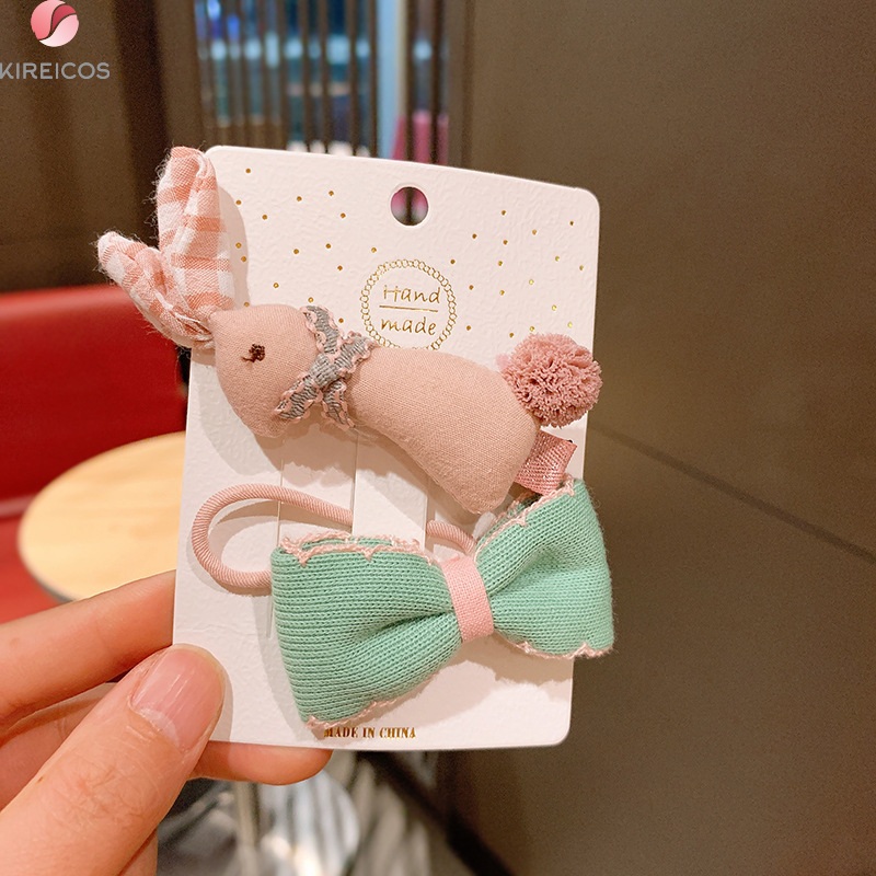Set 2 Kẹp Cột Thỏ Nơ Màu Kẹo Cute Cho Bé - kireicos