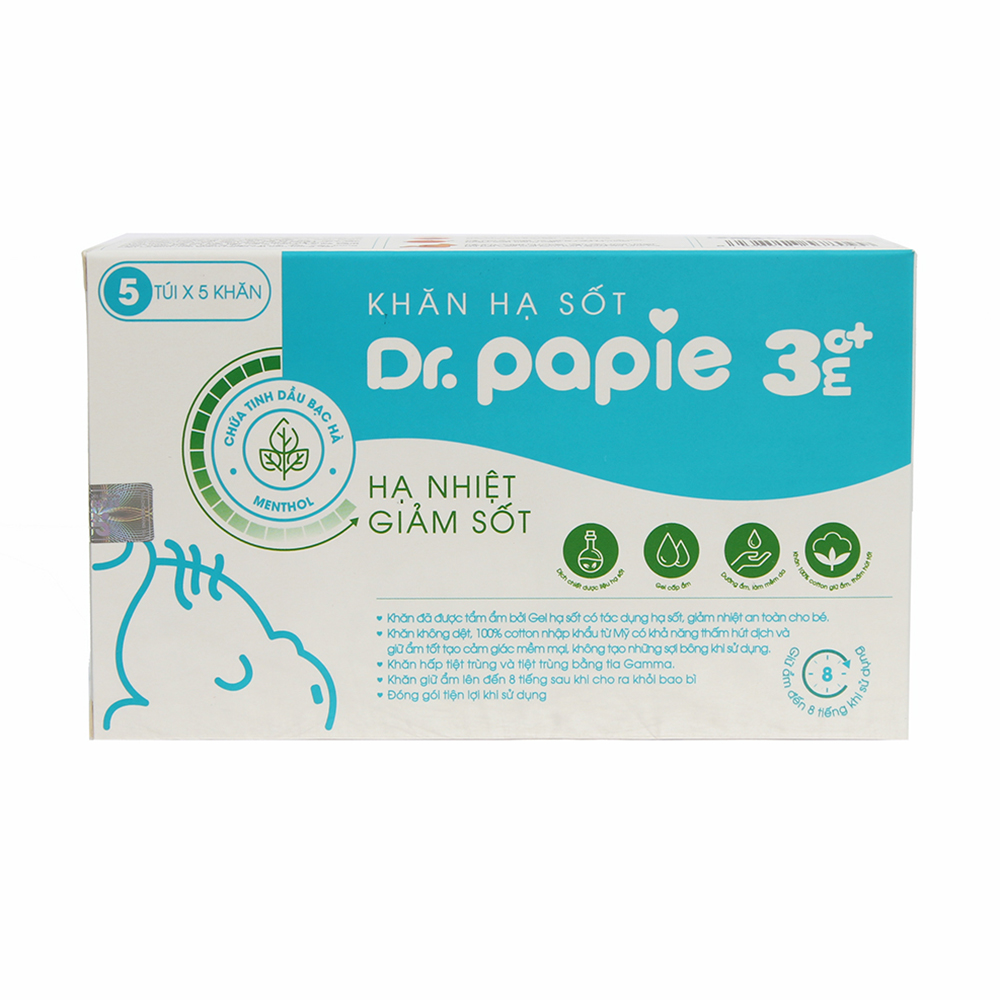 KHĂN LAU HẠ SỐT DR.PAPIE ( giúp bé hạ sốt nhanh và hiệu quả )