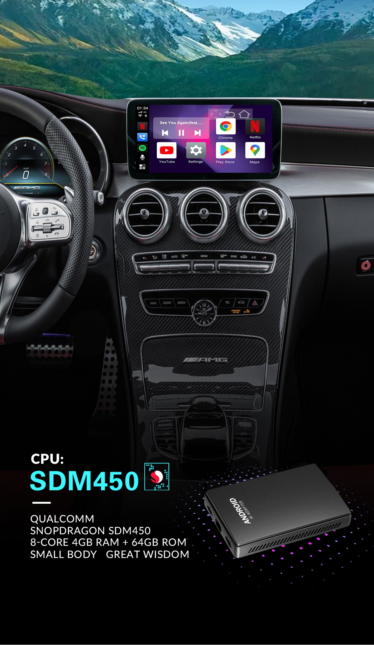 [APPLEPIE MINI] VER 2 Apple Carplay/Android auto không dây + Android AI Box 9.0