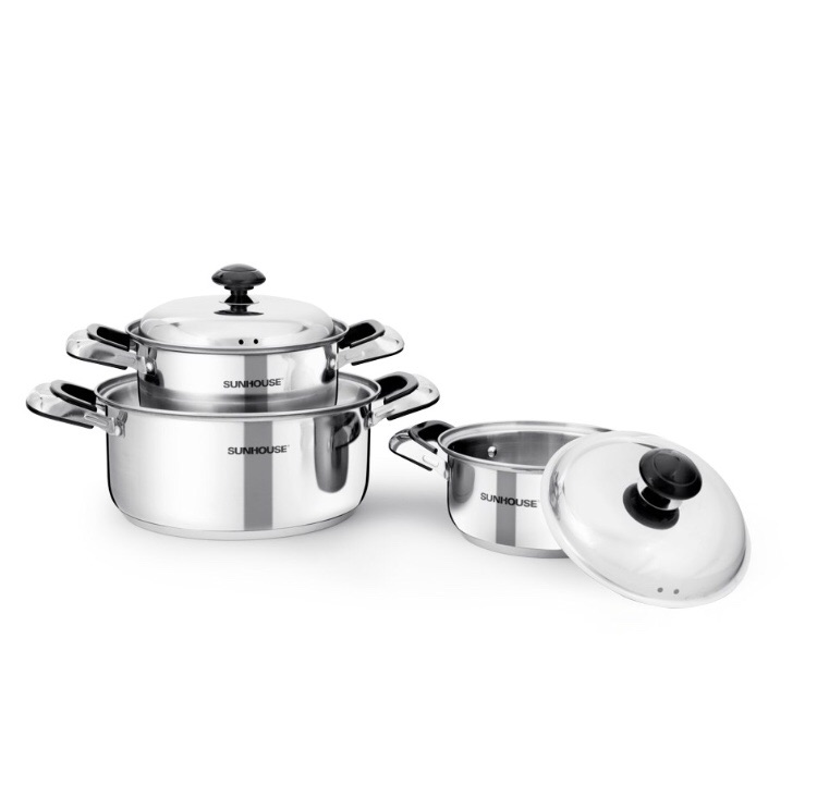 Bộ nồi inox ba đáy Sunhouse SH333