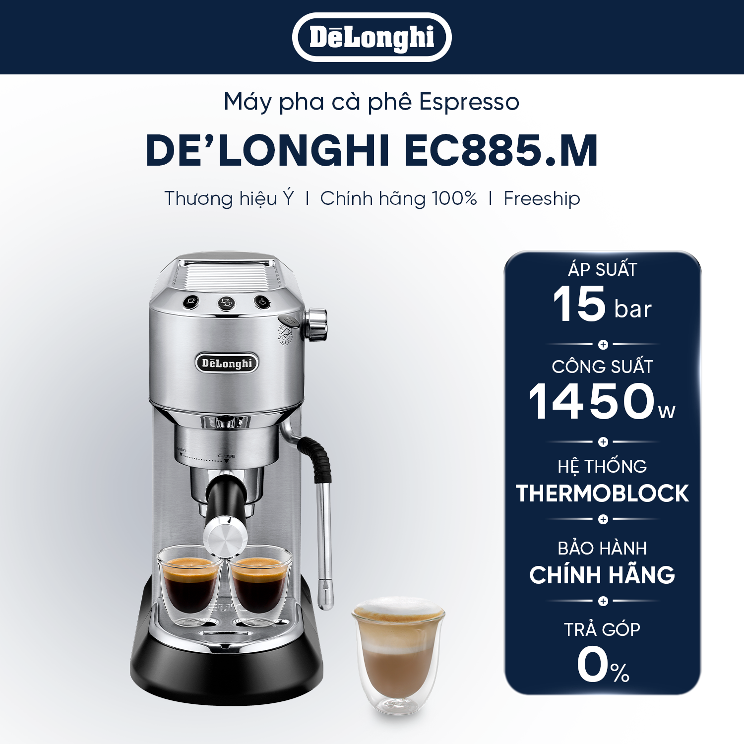 Máy pha cà phê DeLonghi Dedica Duo EC890 | Arte EC885– Chính hãng, pha Espresso Cappuccino tại nhà