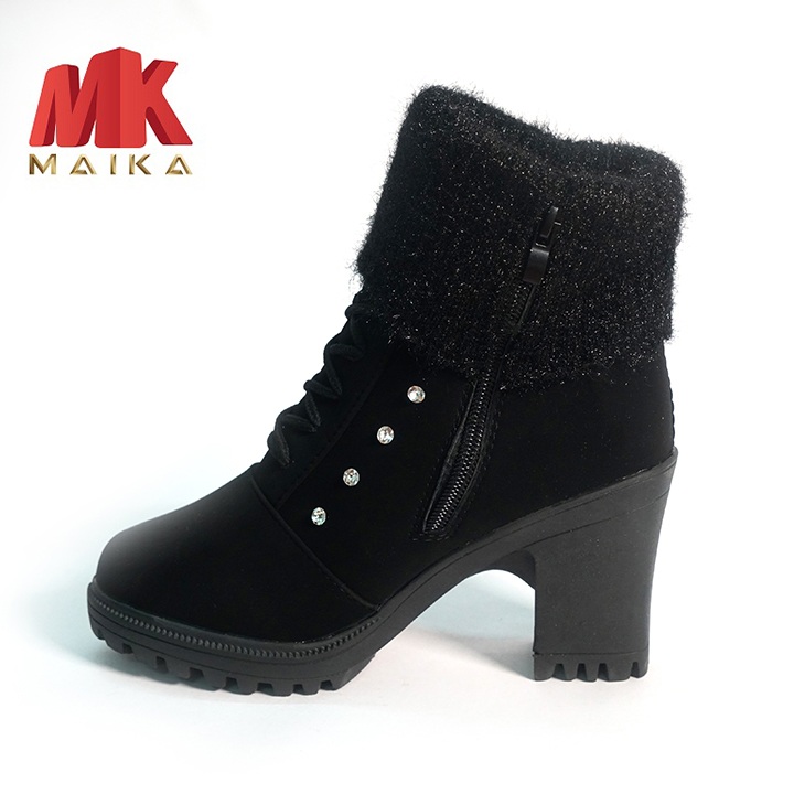 Giày boot nữ đế vuông S105 (Đen) MK STORE