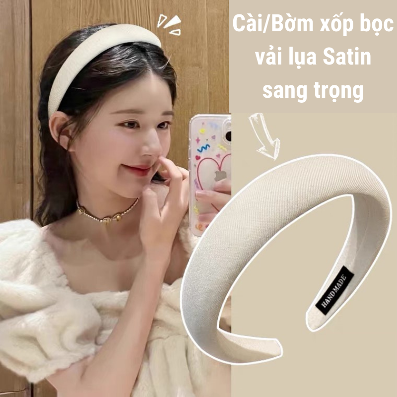 Băng Đô Cài Tóc Xốp Màu Pastel Kane, Bờm Tóc Xốp Lụa Satin Lưu Diệc Phi ôm hoa hottrend